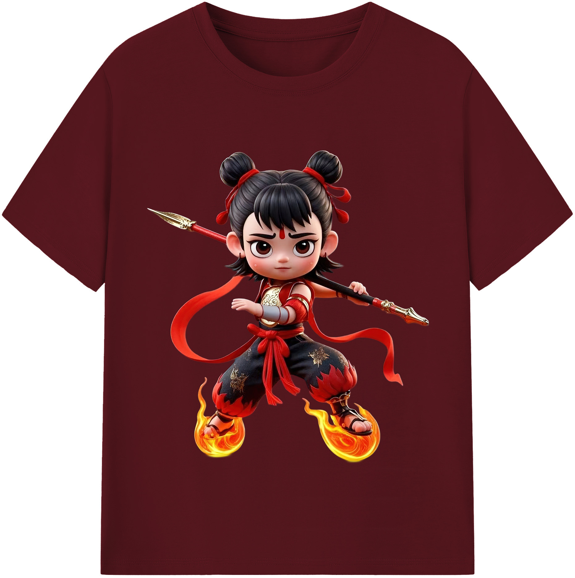 （画像用） Ne Zha 2 ナタ 魔童の大暴れ 綿100％半袖Tシャツ（フロントプリント）